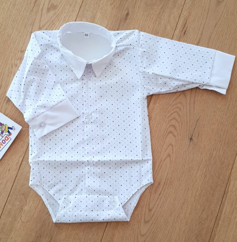 Biała koszula-body w niebieskie wzorki rozmiar 62