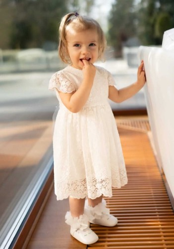 Koronkowa sukienka do Chrztu Mia ecru w stylu boho