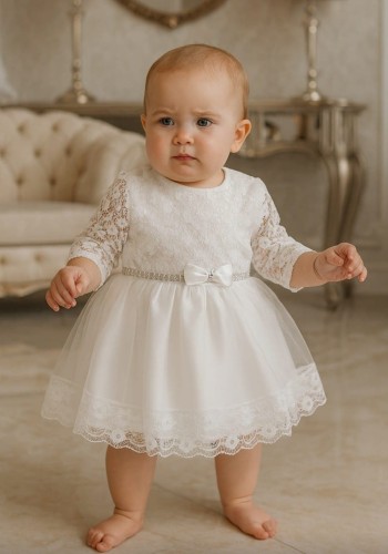 Biała sukienka do chrztu Amelia sukienka na roczek