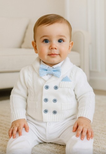 Biały komplet do chrztu dla chłopca Mikołaj 