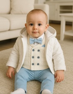 Ubranko do chrztu dla chłopca Krzyś niebieski 