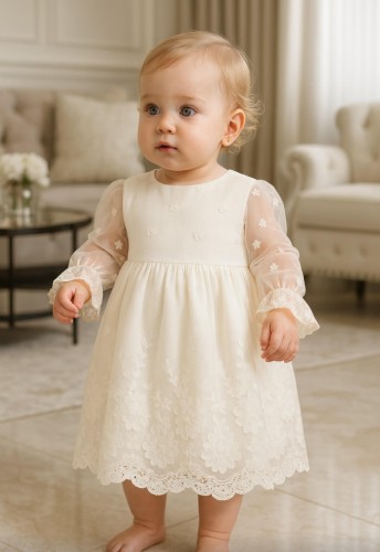 Koronkowa sukienka do Chrztu Antonina  ecru 