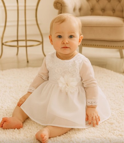 Biała sukienka do chrztu Lila sukienka na roczek 