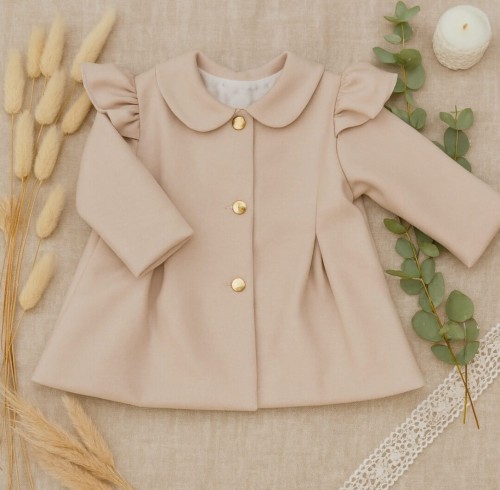 Płaszcz flauszowy do chrztu  dla dziewczynki beż