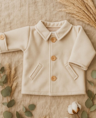 Beżowa kurtka z flauszu  dla chłopca 