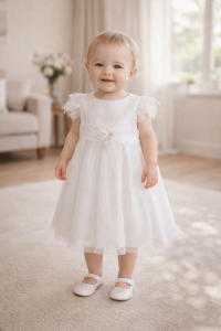 Biała sukienka do chrztu Aksamitka