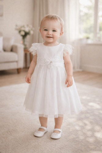 Biała sukienka do chrztu Aksamitka