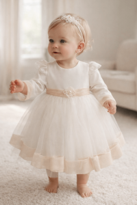 Sukienka do chrztu Amanda ecru, sukienka na roczek   