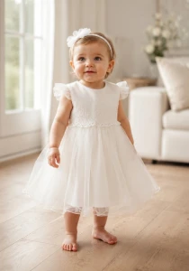 Sukienka do chrztu Zosia ivory,  sukienka okazjonalna niemowlęca