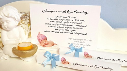 Podziękowanie dla Rodziców Chrzestnych niebieskie (komplet 2 sztuki)